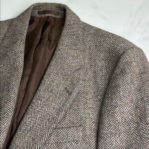 Vintage Harris Tweed St Michael Sports Coat, Brown Herringbone Scottish Wool